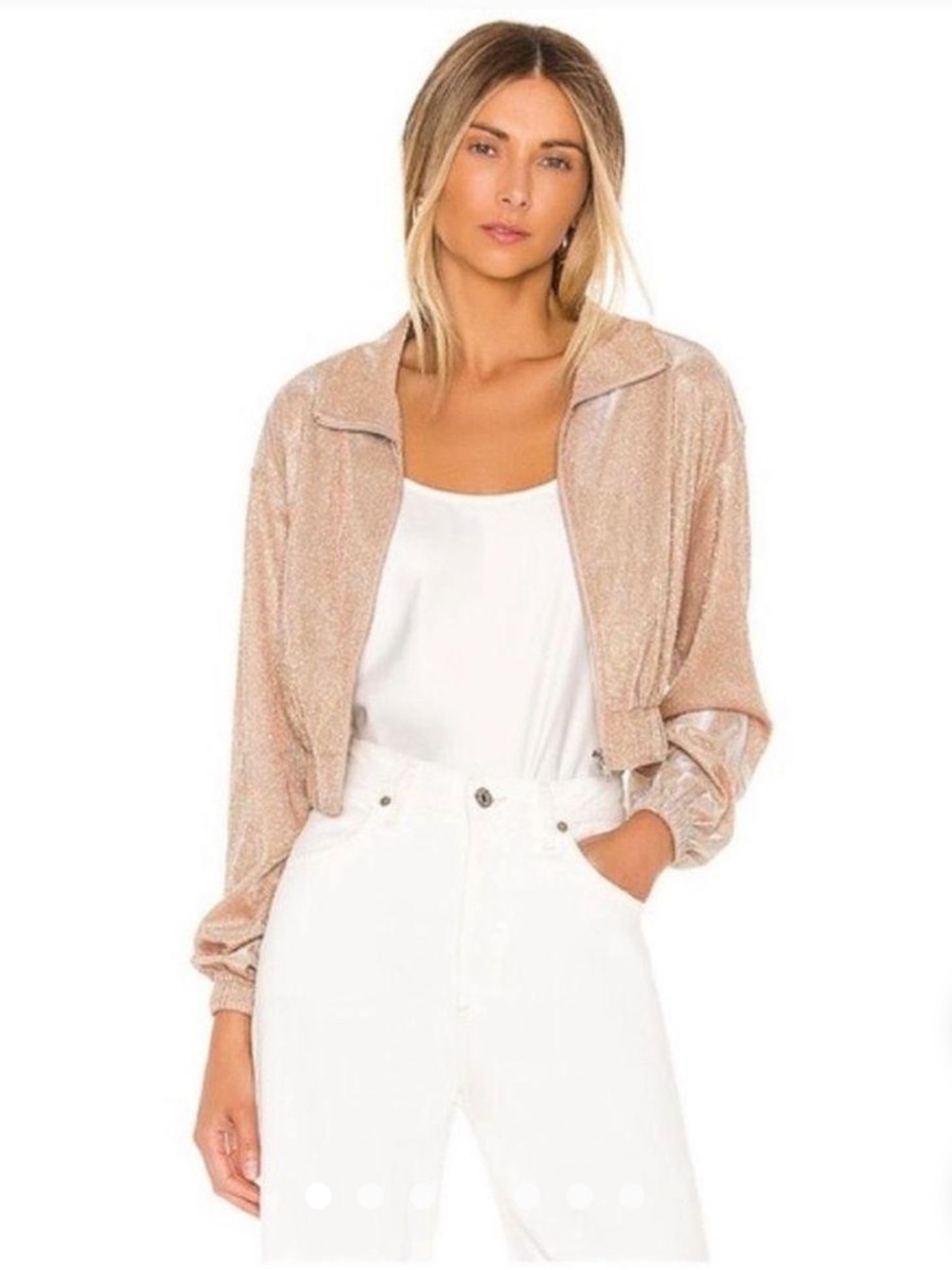💎REVOLVE Superdown Brianna Metallic Bomber in Rose Gold, XS